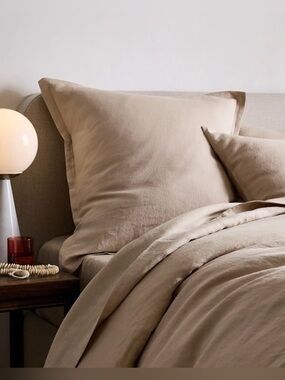 Quince European Linen Euro Pillowcase Set of 2 - Toffee / Tan